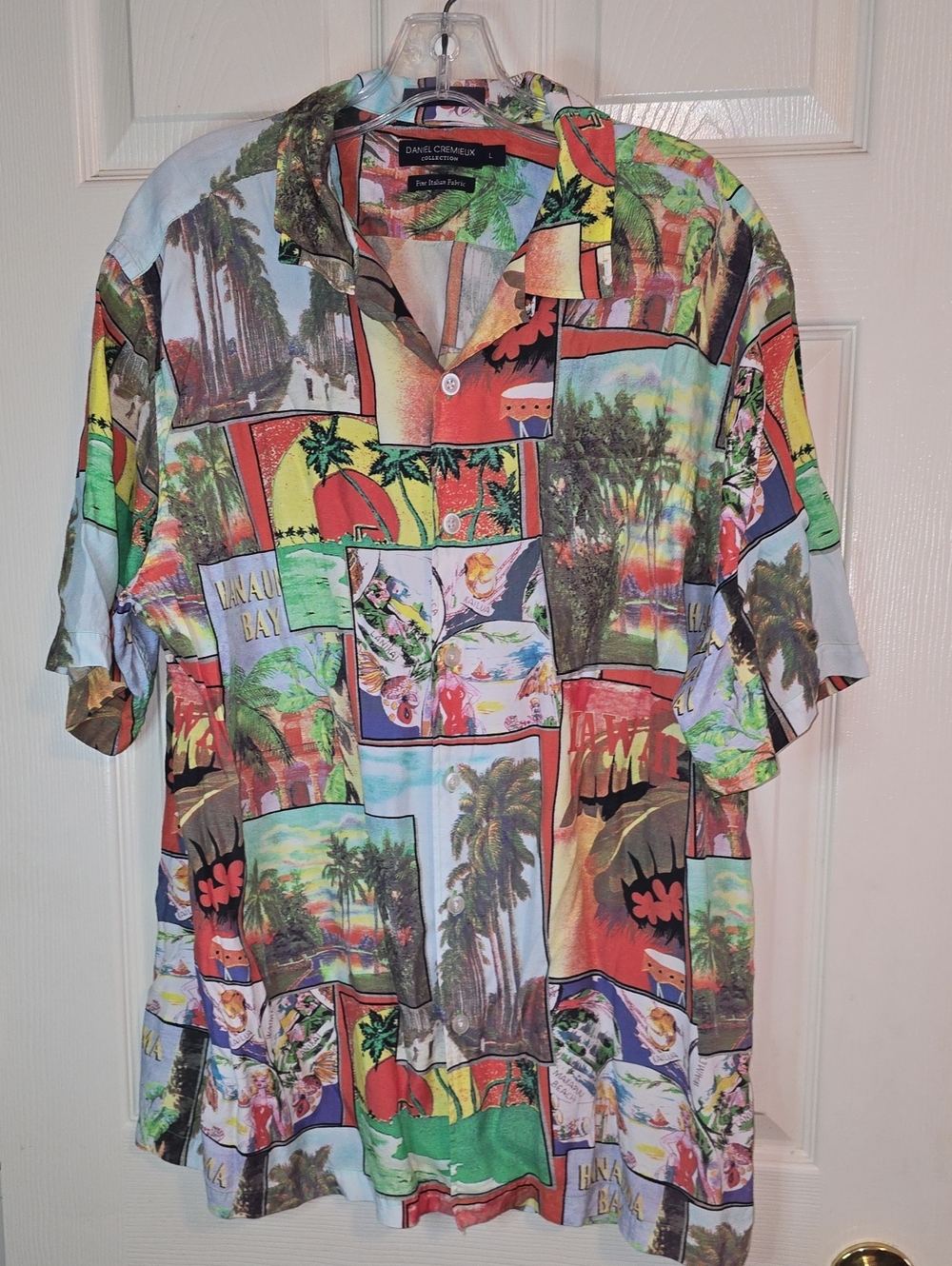 Daniel Cremieux Tropical Patchwork Short-Sleeve Shirt in Green, Red, Blue